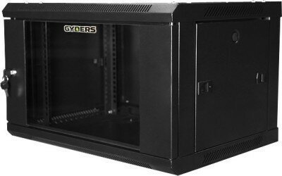 Шкаф настенный 19 6U 600х600х368 GYDERS GDR-66060B, стеклянная дверь черный